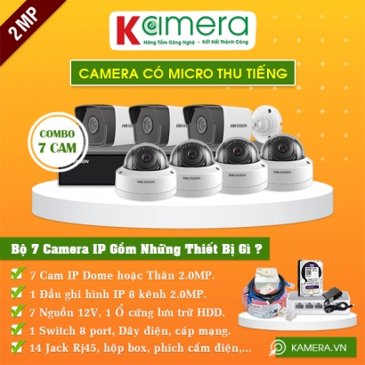 TRỌN BỘ 7 CAMERA IP HIKVISION 2MP