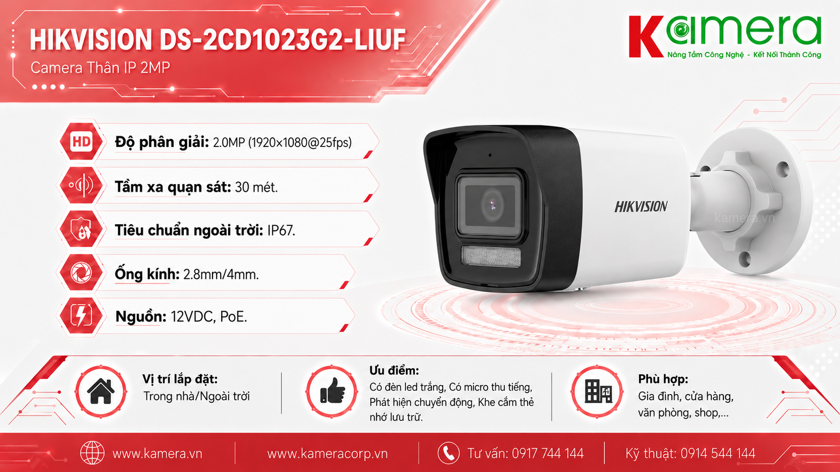 CAMERA IP HIKVISION DS-2CD1023G2-LIUF