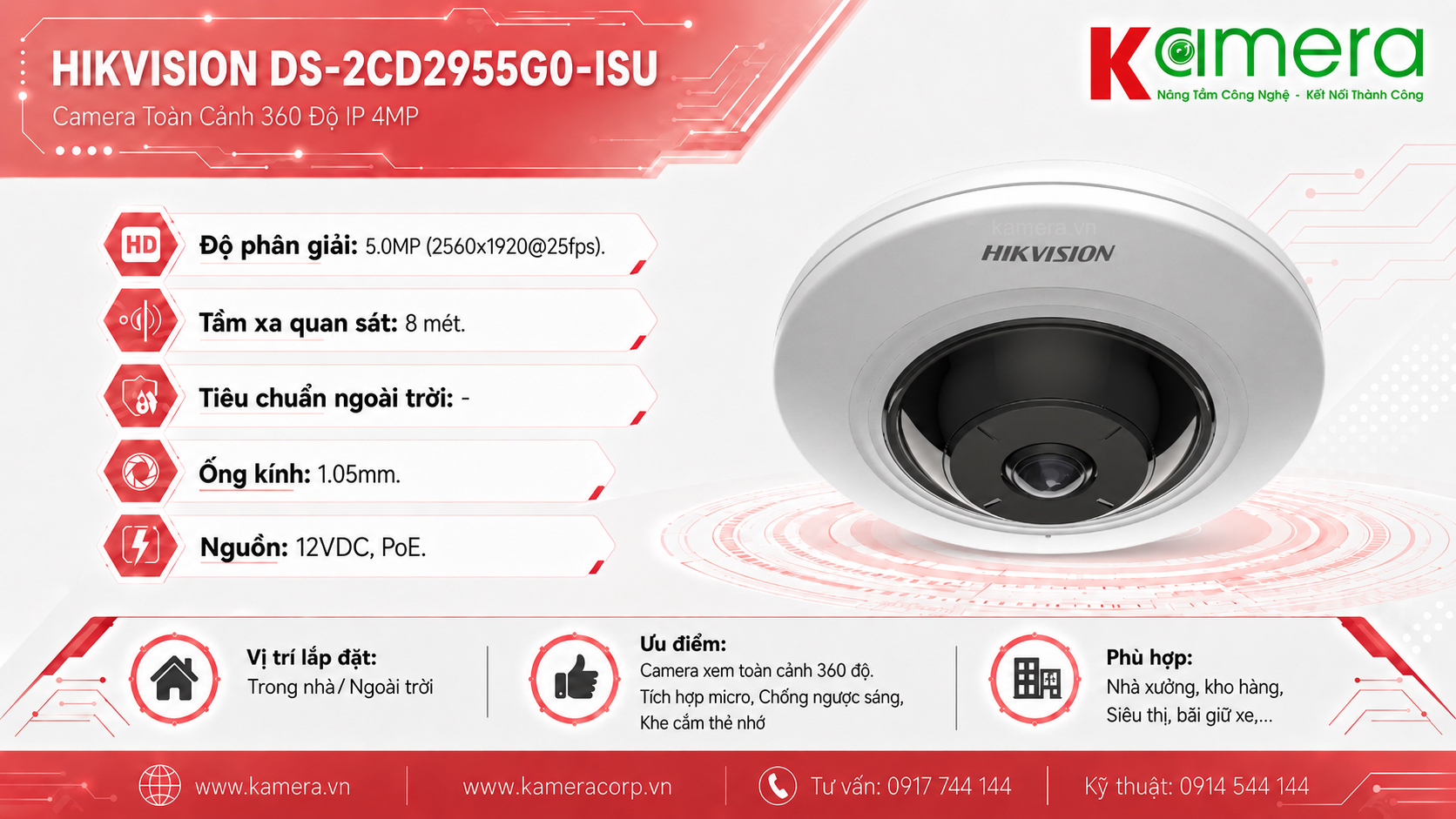 CAMERA IP HIKVISION DS-2CD2955G0-ISU
